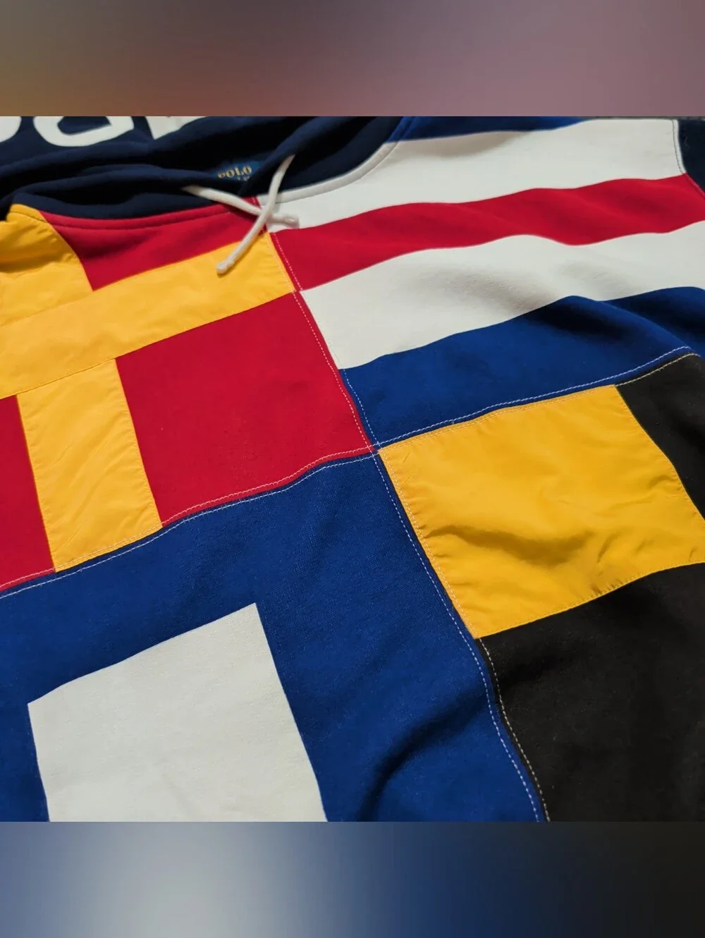 POLO RALPH LAUREN Iconic SIGNAL FLAG pullover fleece hoodie size medium